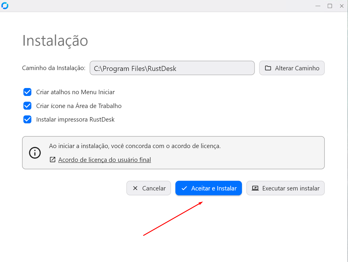 Passo 7 da instalação